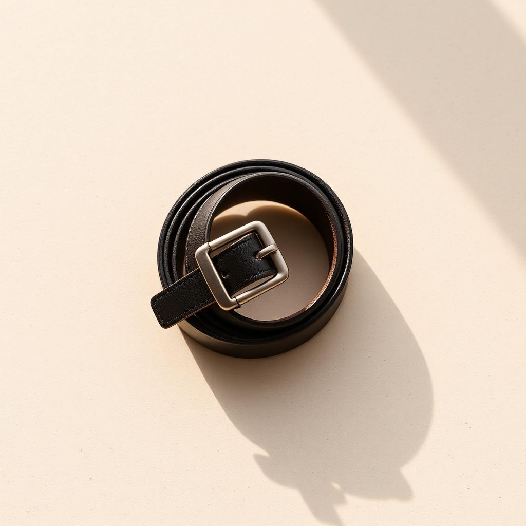 The UNSTRCT Minimal Dress Belt in Dark Brown, laid flat